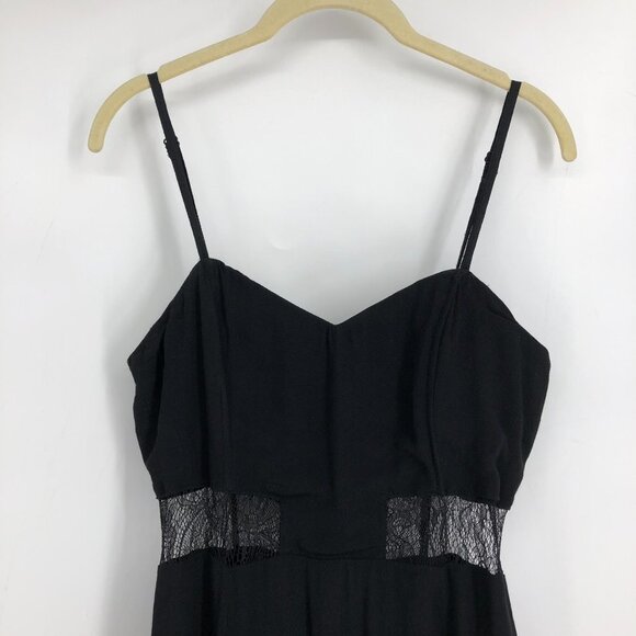 Lush Little Black Dress - cami strap mini dress w/ lace cutouts and trims M - Picture 2 of 14